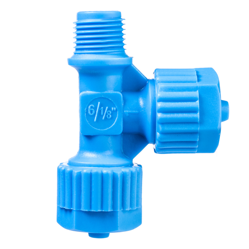 Plastic Male Run Tee - Size : 6 mm x 6 mm x 1/8" | Drip Depot
